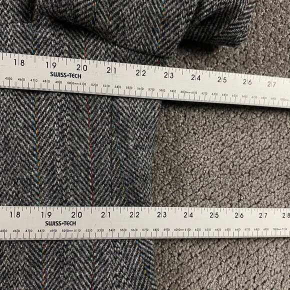 Vintage Harris Tweed Wool Tweed Herringbone Blazer Sport Coat Mens 46 SHORT Gray - Picture 11 of 16